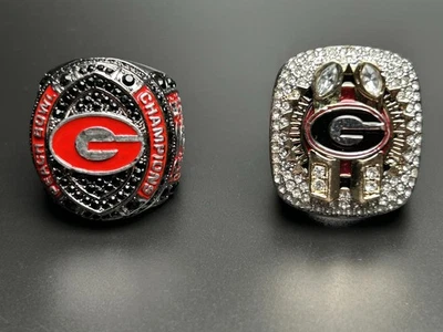 Georgia Bulldogs 2022 & 2021 Championship Replica Rings Set CFP Peach Bowl - Image 1 of 4