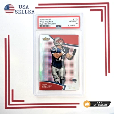2011 Topps Finest Football #119 WES WELKER Red Refractor /25 PSA 10 - Image 1 of 2
