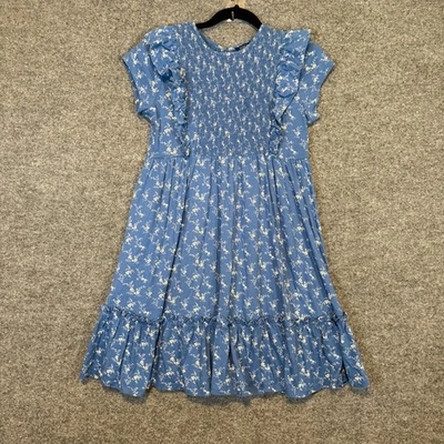 Polo Ralph Lauren Dress Youth XL 16 Big Girls Blue Floral Ruffles Cute Classic - Image 1 of 4