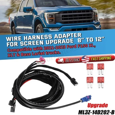 Upgrade 8" to 12" Radio Info Screen Harness Adapter For Ford F150 ML3Z-14D202-B - Изображение 1 из 4