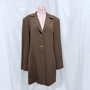 Chaqueta Blazer Vintage Años 80 90 Georgiou Studio Grande Larga Marrón Talla 12 Lana - Imagen 1 de 12