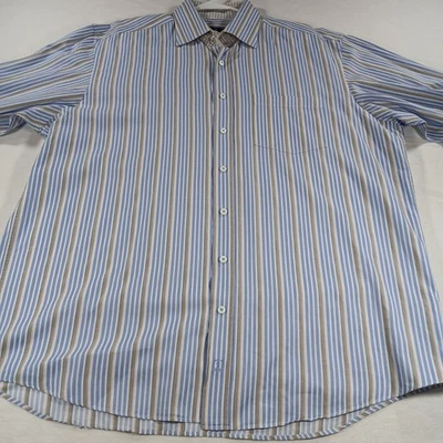 Bugatchi Uomo Shaped Fit Men Size XXL Striped Cotton Long Sleeve Casual Shirt - Image 1 of 4