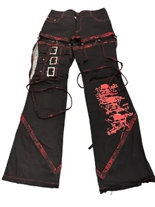 Y2K Hot Topic Rare Bondage Pants Gothic Goth Punk Rave Lace Corset Size M Skull - Picture 1 of 19