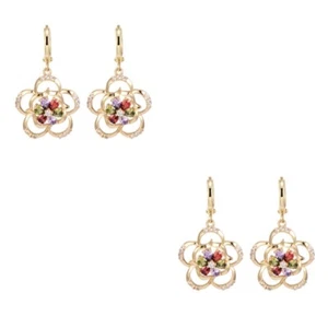 Rhinestone Jewelry Women Flower Earrings Teardrop Earrings Hanging Decor - Picture 1 of 12