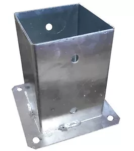 More details for heavy duty hot-dip galvanised bolt down square bracket post fence foot base