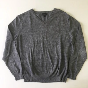 J.Crew Gray V-Neck Medium Pullover 100% Cotton Long Sleeve Men's Sweater 0016 - Picture 1 of 12
