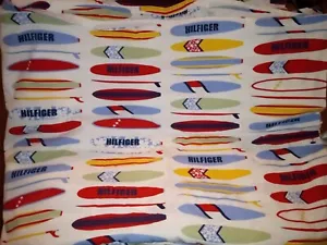 TOMMY HILFIGER SURFS UP SURFBOARD 1 FLAT SHEET ONLY QUEEN COTTON MULTICOLOR - Picture 1 of 3