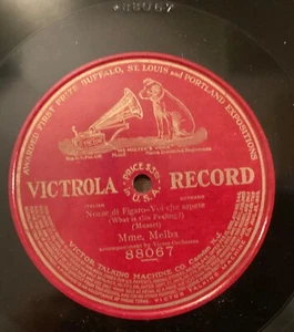 Nellie Melba – 78 rpm pat Victor 88067: Nozze-Voi che sapete; cond E - Picture 1 of 3