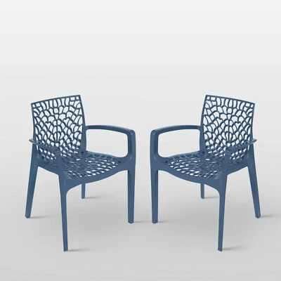 Gruvyer Modern Indoor Outdoor Dining Armchairs, from Italy, Stackable, 2 chairs  - Image 1 of 4