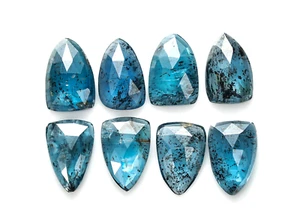 8x12mm Natural Moss Indigo Kyanite Rosecut Faceted Loose Gemstone Shield 8Pcs - Picture 1 of 2
