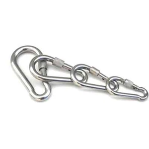 Large & Small SCREW LOCK Galvanised CARABINER CLIPS, Snap Hook Clip HEAVY DUTY - Picture 1 of 11