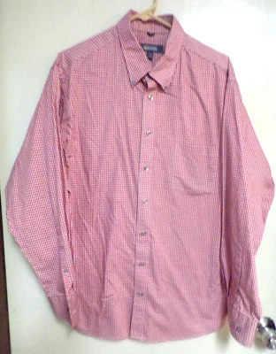 Camisa masculina multi xadrez W24 Kenneth Cole Reaction manga grande tamanho 17-17 1/2 34/35 - Imagem 1 de 4