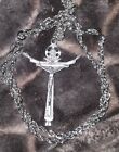 Vintage 3D Pewter Christian Crucifix Pendant God and Jesus on Cross & 24" Chain 