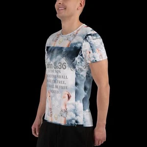 Who The Son Set Free Allover Print Herren Sport T-Shirt - Bild 1 von 29