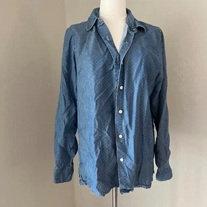 LL Bean Blue and White Tencel Button Down Shirt Womens Size Medium - Picture 1 of 5