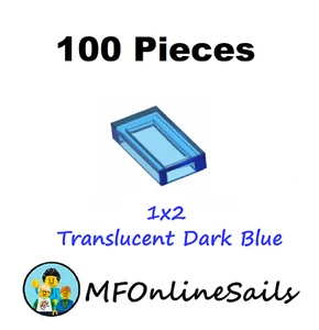 100x Genuine LEGO 1x2 Tiles - Translucent Dark Blue - 3069b Bulk Trans - Picture 1 of 4