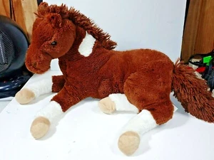 2016 MTY International Plush Stuffed Pony Horse 23" Lying Brown White - Picture 1 of 5