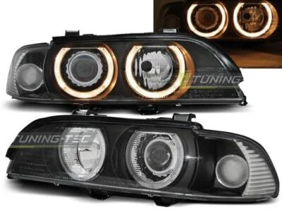 TUNING TEC Paire de feux phares BMW serie 5 E39 de 09/1995 a 2000 angel eyes noir - LPBMA9