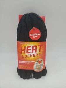 Heat Lockers Hat Unisex Insulated Black Beanie Faux Fur Lined One Size Cap - Picture 1 of 3