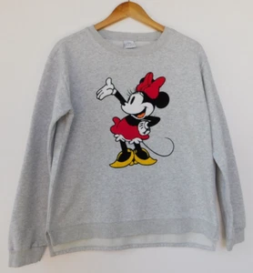 Disney Women Minnie Mouse Sweatshirt Heather Gray Large Cotton Poly Pullover - Picture 1 of 8