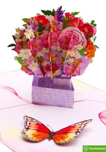 Blooms and Butterfly, Pop Up Card, 3D Popup Greeting Cards for all occasion - Picture 1 of 8