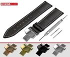For Iwc Dark Brown Watch Strap Band Genuine Leather For Buckle Clasp Pins