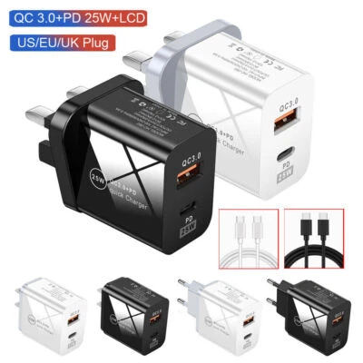 For Google Pixel 8 7 Pro 8A 6a 25W Fast Charger Dual USB+Type C PD Power Adapter - Image 1 of 4