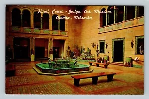 Joslyn Art Museum statue fontana corte floreale, Omaha Nebraska cartolina d'epoca - Foto 1 di 2
