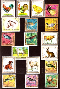 Fujeira 18 timbres oblitérés PIM2125/15 : Animaux de la ferme - Picture 1 of 1