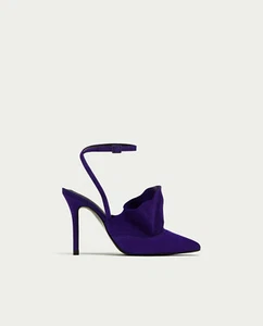 Zapatos de tacón alto de cuero con volantes ZARA púrpura EE. UU. 11 UE 42 UK 9 - Imagen 1 de 8