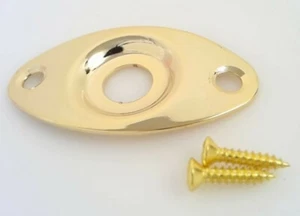 True Custom Shop® Gold Recessed Oval Dented Football Jack Plate for Fender - Picture 1 of 4