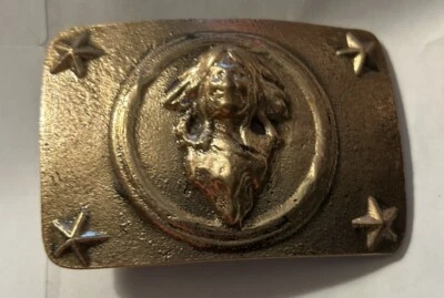 Vintage Native American Indian Chief Brass Belt Buckle USA 3.25x2 in **Read cond - Image 1 of 4