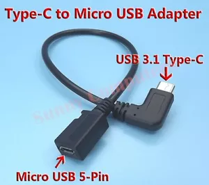 USB 3.1 Type C 90° Angle Male To Micro USB Female Cable Charge Transmission AU - Picture 1 of 3