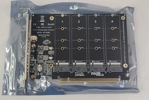 PCI-E x16 Bifurcation x4x4 4 Port High Speed M.2 Nvme Ver 2.2 Erweiterungskarte - Bild 1 von 5