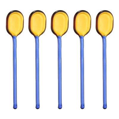 5 Pcs Glass Coffee Spoons, Coffee Stirring Spoon Blue - Image 1 of 4