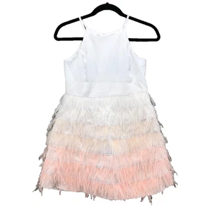 Milly Minis Feather Cady Dress Girls 12 White Pink Party Wedding Coquette Dainty - Picture 1 of 14