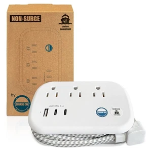 Cruise Approved Power Strip Non Surge Protector - 3.3 ft Wrapped Travel Exten... - Picture 1 of 9