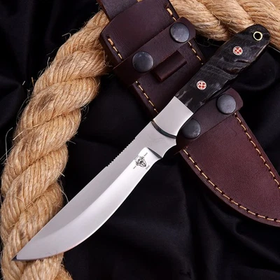 Cuchillo EDC Hecho a Mano 52100 Cuerno de Oveja Personalizado GRANDE Caza Desollador Camping Deporte Foto 1 de 4