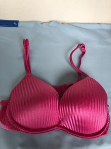 Womens Pink Striped Push Up Bra 11.5" Pit to Pit #AF - Picture 1 of 4