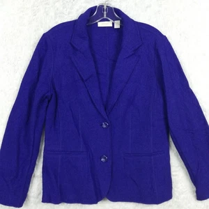 Chico's Womens Wool Blend Blazer Jacket Royal Blue Fitted 2 Button Front 1 - Picture 1 of 8