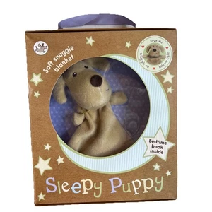 Sleepy Puppy Soft Snuggie Blanket And Bedtime Book Baby Gift Box Has Slight Dam - Picture 1 of 3