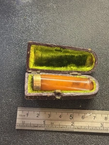 Antique 9ct Solid Gold & Amber Cheroot Holder Beautiful Item Curios 9e - Foto 1 di 4