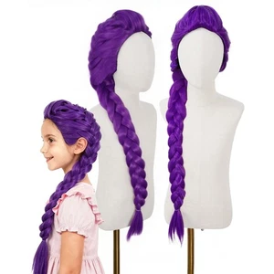 40-inch Purple Long Braid Wig Anime Cosplay Wigs For Halloween Costume Wig 1PC - Picture 1 of 8