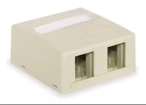 Hubbell Premise Verkabelung HSB2EI Oberflächengehäuse 2 Port, Elfenbein, HJ6A kompatibel - Bild 1 von 3