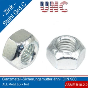 UNC Ganzmetall-Sicherungsmutter -Top Lock Oval- Stahl Grade C verzinkt, - Bild 1 von 3