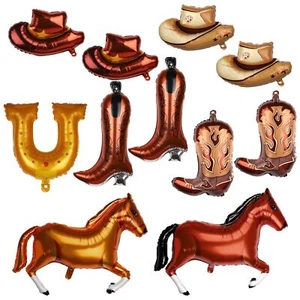 11pcs Western Themed Party Balloons Large Cowboy Boots Hats Horse Balloon Cow... - Picture 1 of 6