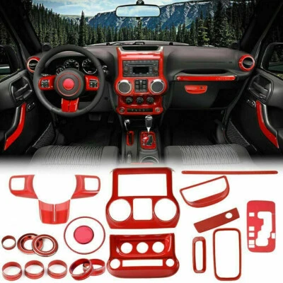 21pcs/set Full Set Interior Decor Trim Cover Kit for Jeep Wrangler JK JKU 2011+ Foto 1 de 4