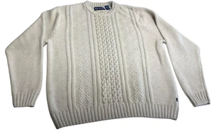 Chaps Ralph Lauren Men's Fisherman Cable-Knit Sweater Beige • XL - Picture 1 of 16