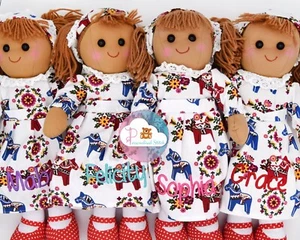 Personalised Christmas Rag Doll Baby Dala Nordic Horse Embroidered Gift Xmas - Picture 1 of 2