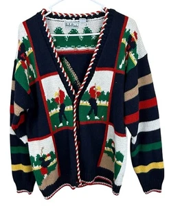 Vintage 90’s Belle Pointe Golfer Sweater Cardigan Heavyweight Size Large - Picture 1 of 7